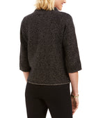JM Collection Women Holiday Party Metallic Textured Brooch Sweater Jacket