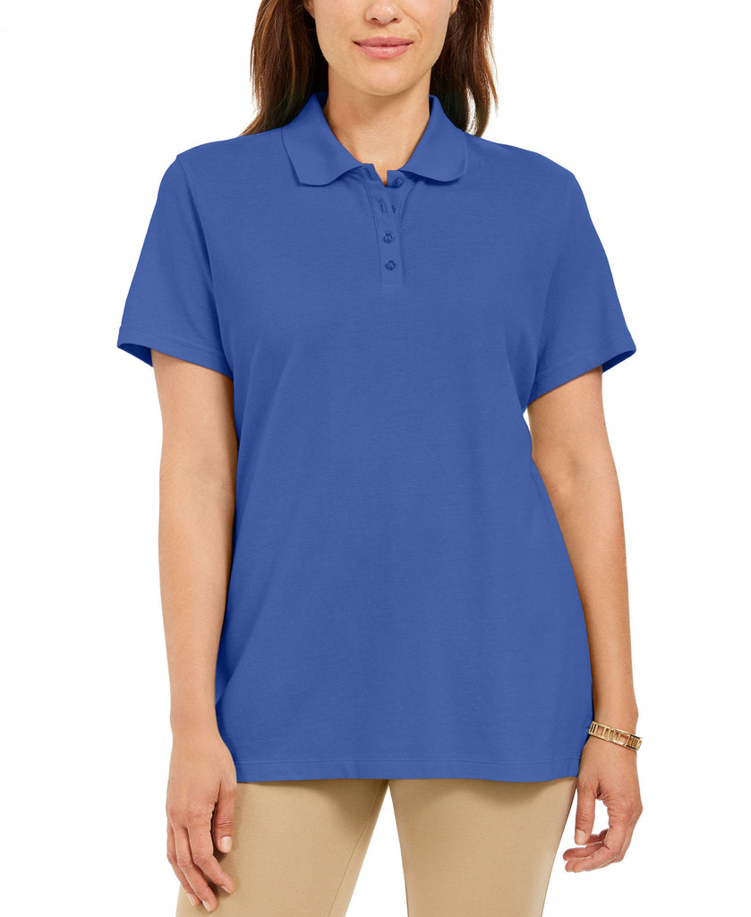 Karen Scott Women Cotton Polo Top Persian Blue