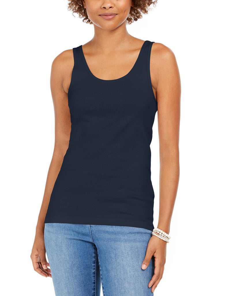 Style & Co Women Petite Cotton Tank Top Industrial Blue