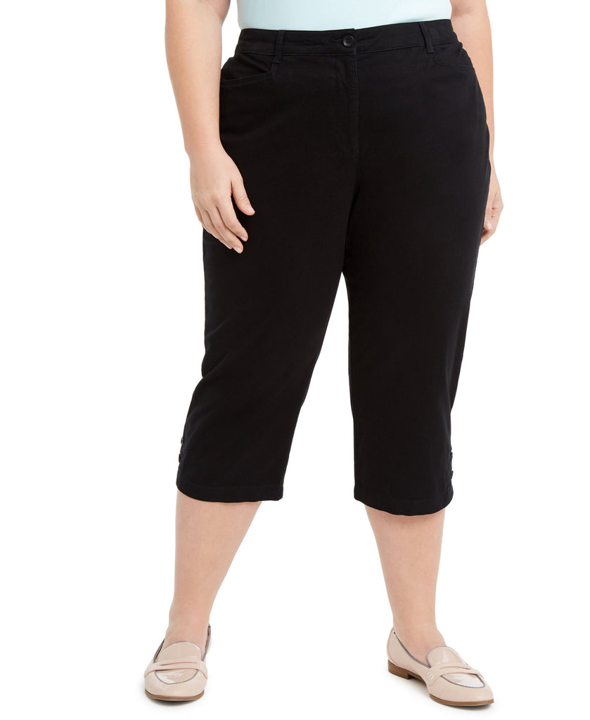 Karen Scott Women Plus Capri Pants Deep Black