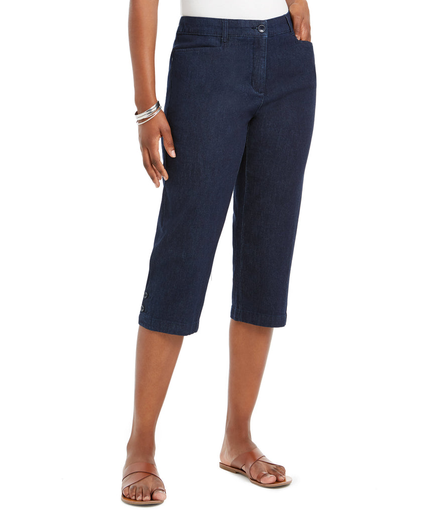 Karen Scott Women Plus Petite Comfort Waist Capri Pants Dark Wash