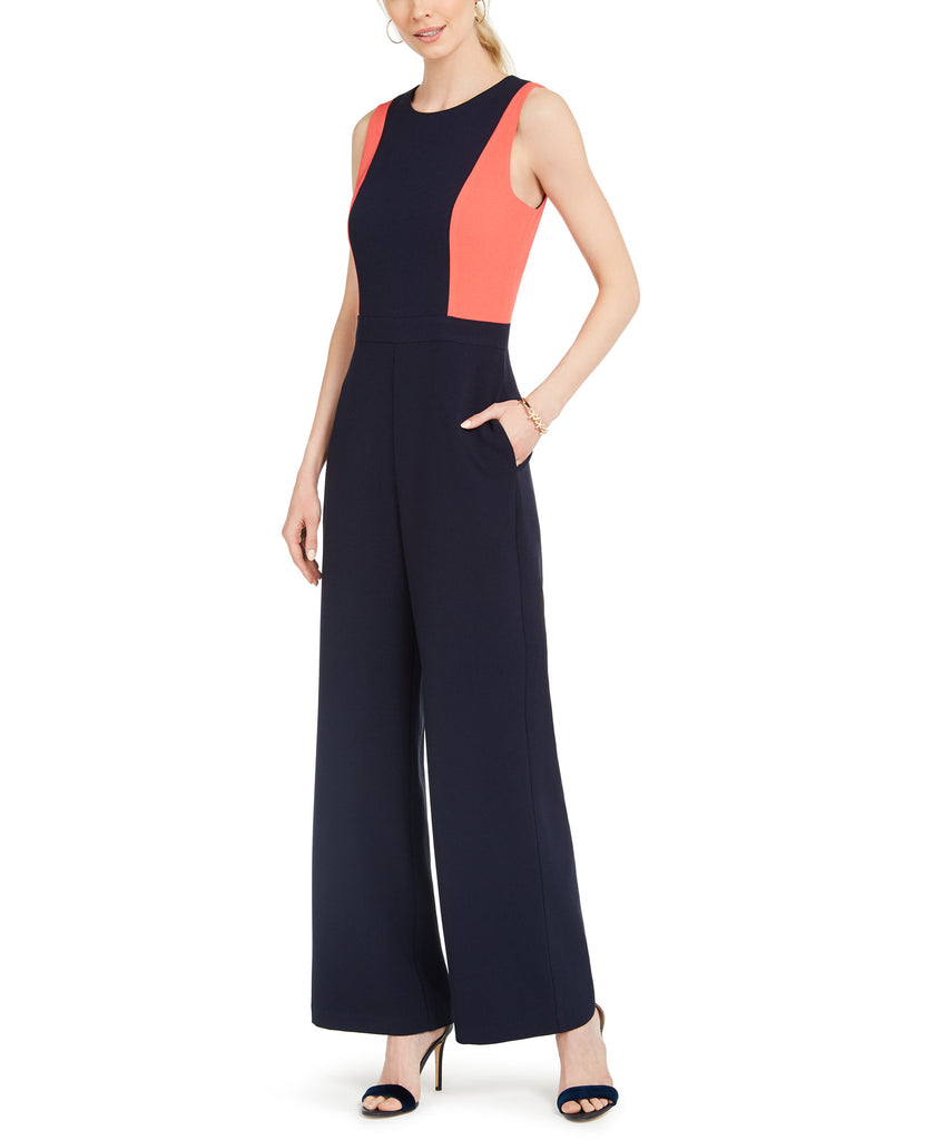 Vince Camuto Women Colorblocked Jumpsuit Coral Navy