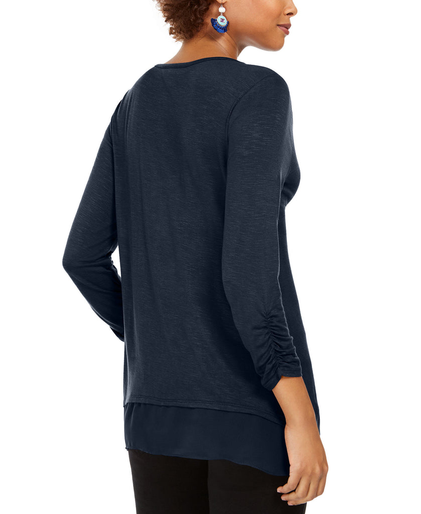 Style & Co Women V Neck Chiffon Hem Top