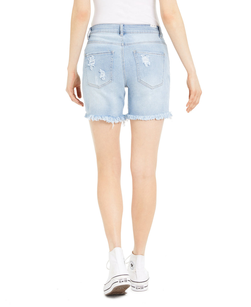 Almost Famous Women Ripped Raw Hem Denim Bermuda Shorts