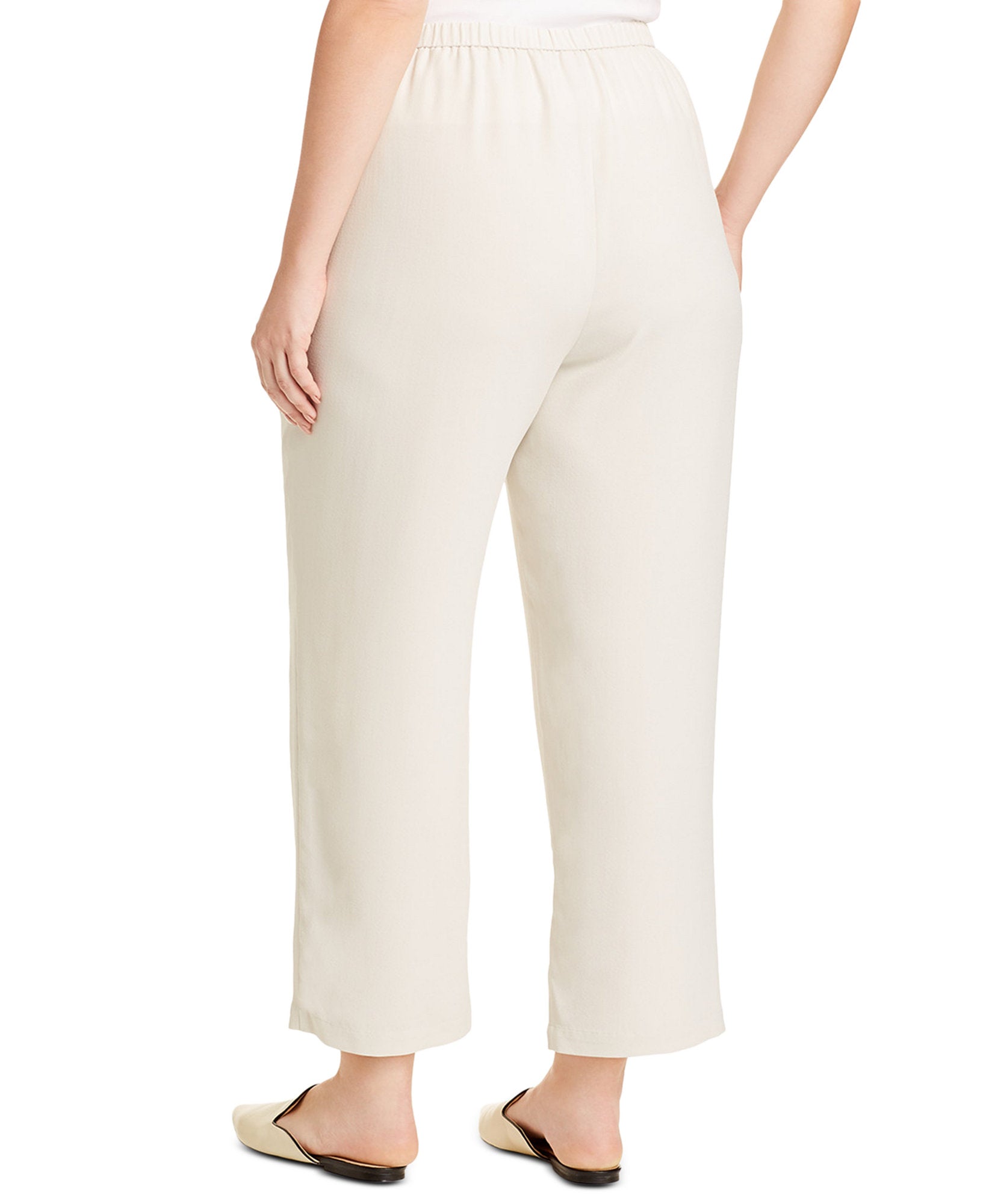 Eileen Fisher Women Plus Straight Fit Silk Pull On Pants
