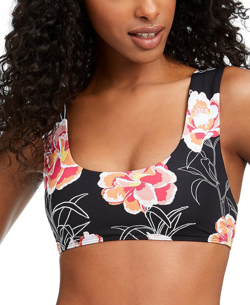 Roxy Women Floral Print Bralette Bikini Top Anthracite