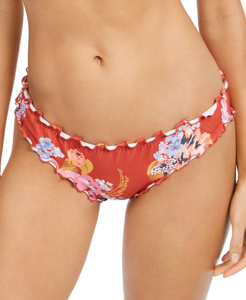 SUNDAZED Women Mermaid Floral Printed Ruffled Bikini Bottoms Terracotta