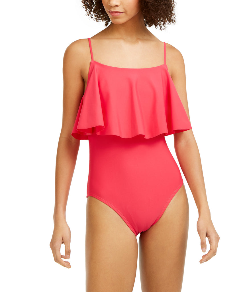 Tommy Hilfiger Women Flutter One Piece Swimsuit Magenta