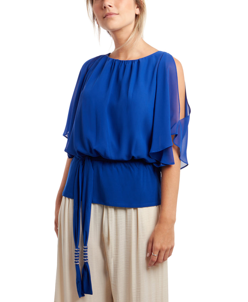 MSK Women Cold Shoulder Top Goddess Blue