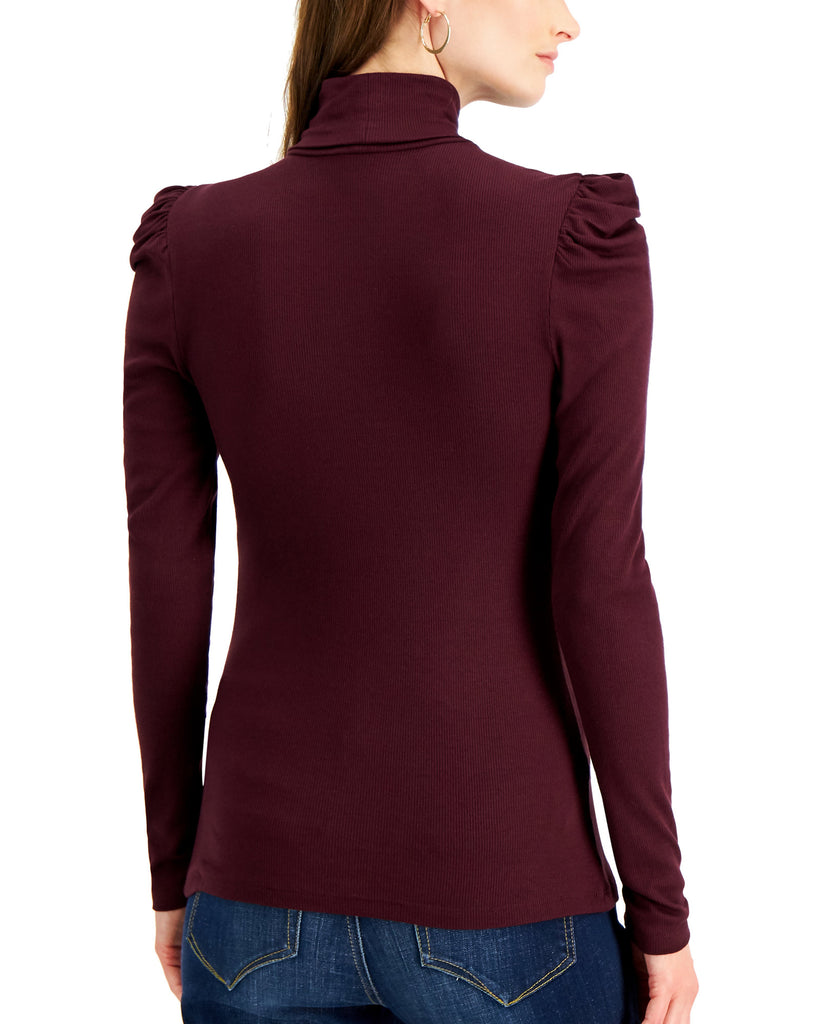 INC International Concepts Women Puff Sleeve Turtleneck Top