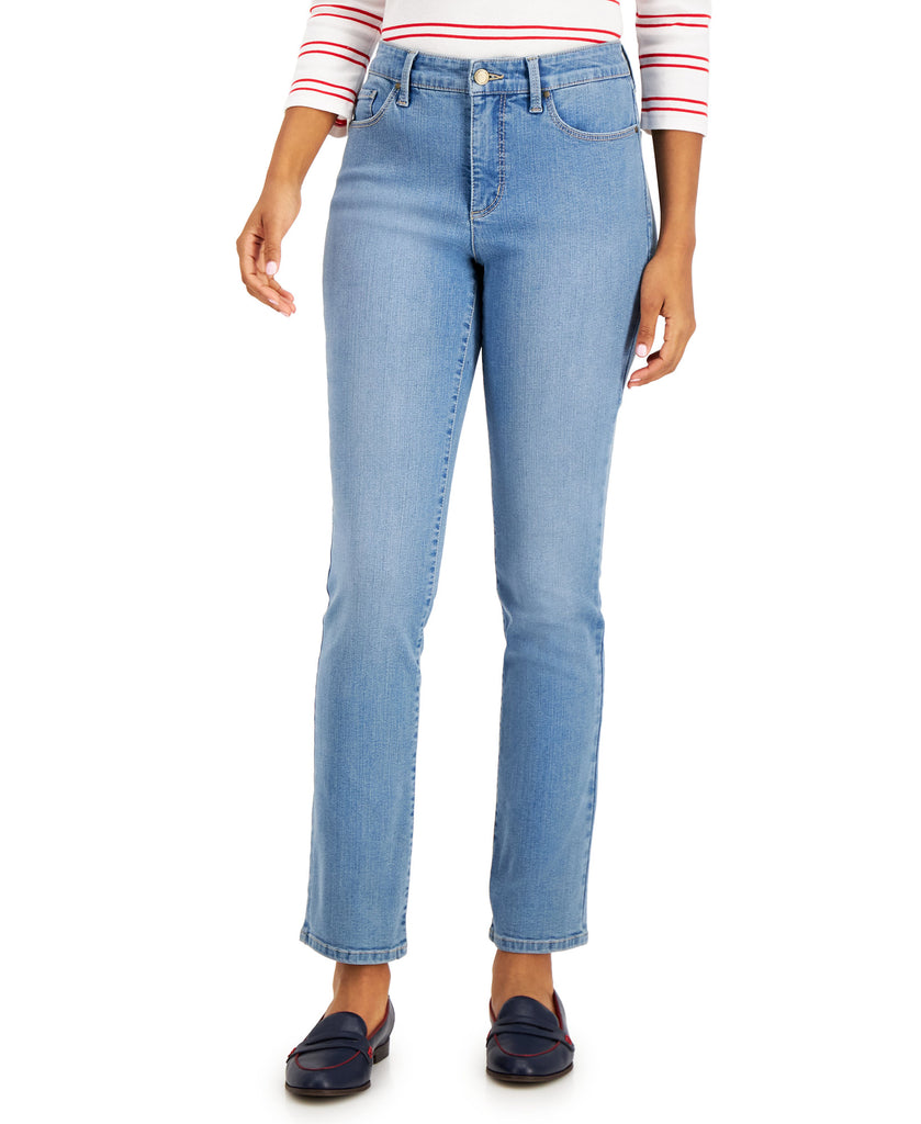 Charter Club Women Lexington Tummy Control Straight Leg Jeans Niagara Wash