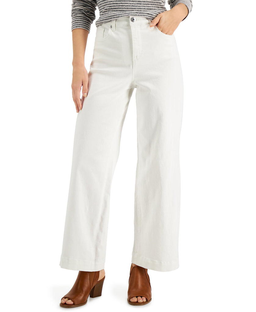 Style & Co Women Wide Leg Tummy Control Jeans Cream