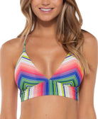 Becca by Rebecca Women Santa Catarina Striped Halter Bikini Top Multi