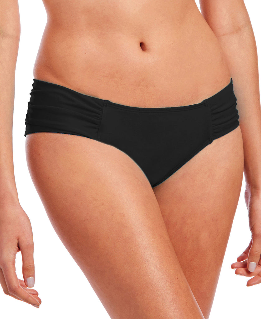 RACHEL Rachel Roy Women Ruched Side Bikini Bottoms Black