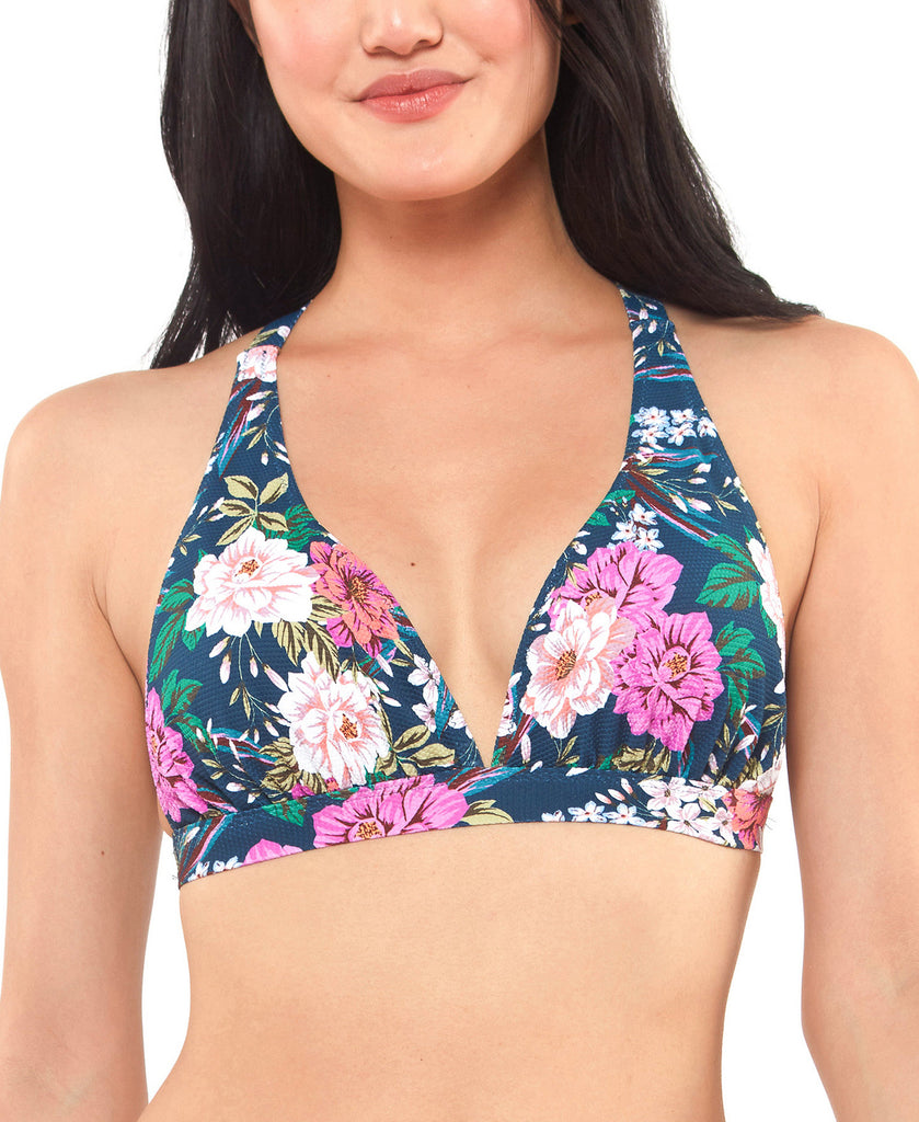 Jessica Simpson Women Gardenia Paradise Bikini Top Dark Navy Multi