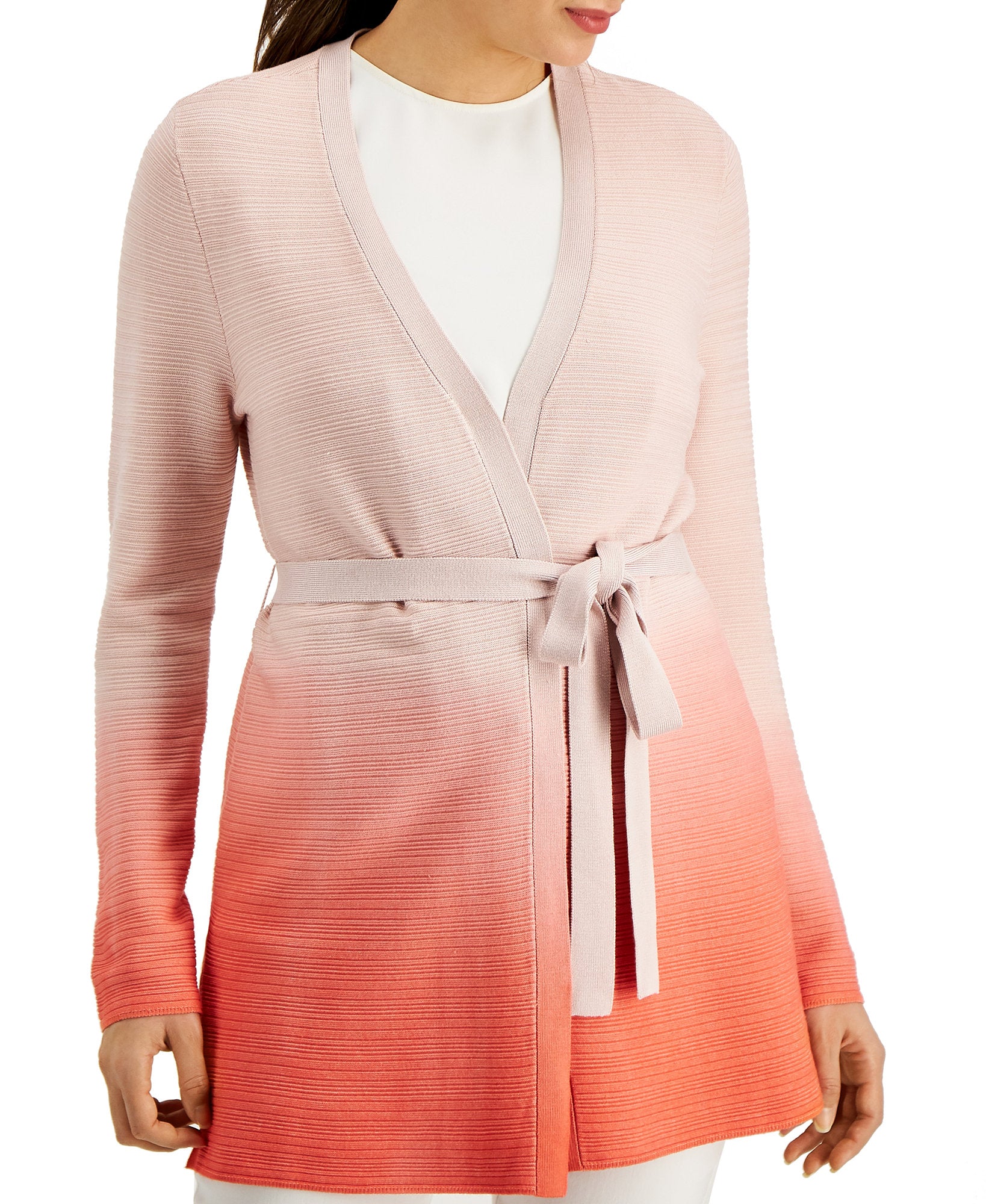 JM Collection Women Ombré Belted Cardigan