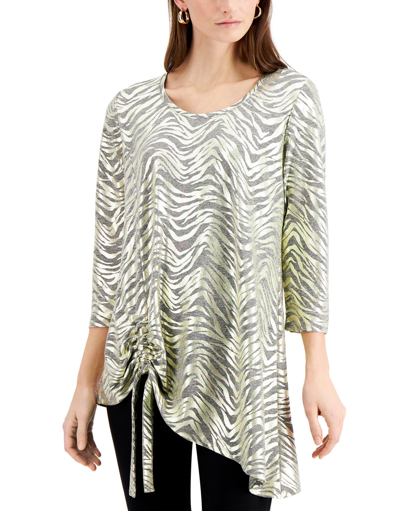 JM Collection Women Space Dyed Knit Top Neutral Foil