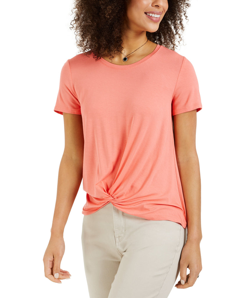 Style & Co Women Twist Front Top Orange Shade