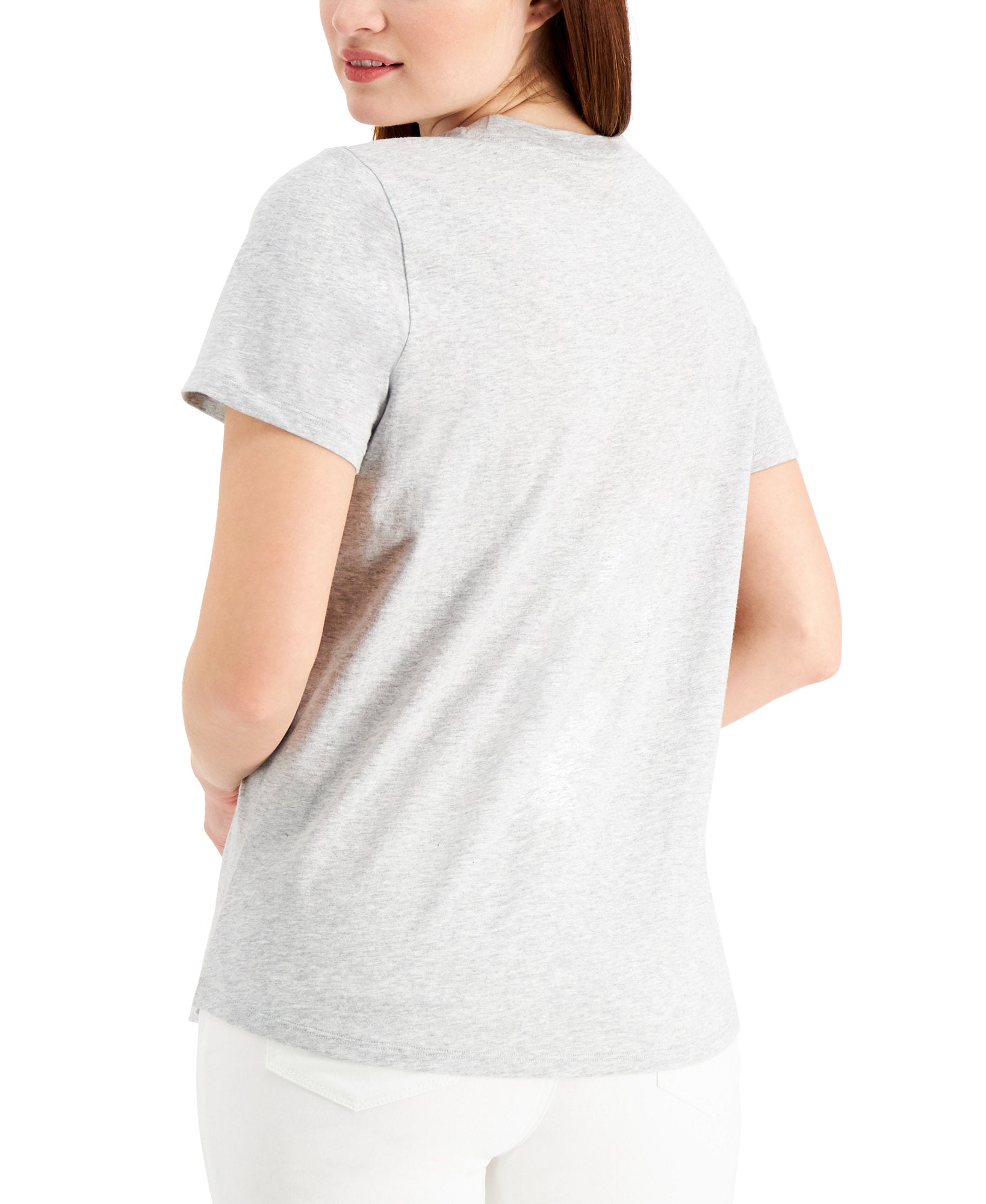Style & Co Women Solid Crewneck One Pocket Top