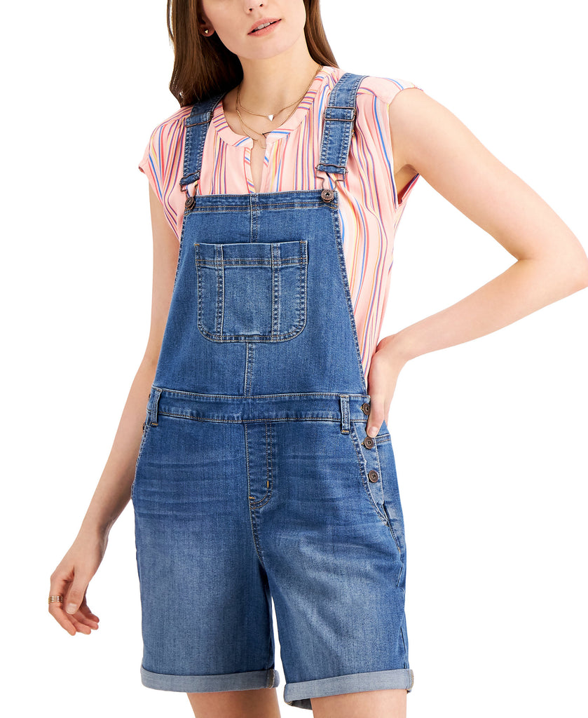 Style & Co Women Short Denim Overalls