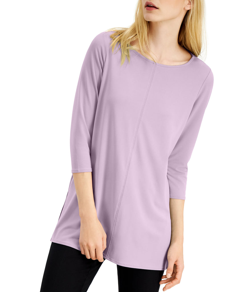 Alfani Women Boat Neck 3 4 Sleeve Tunic Lavender Rain