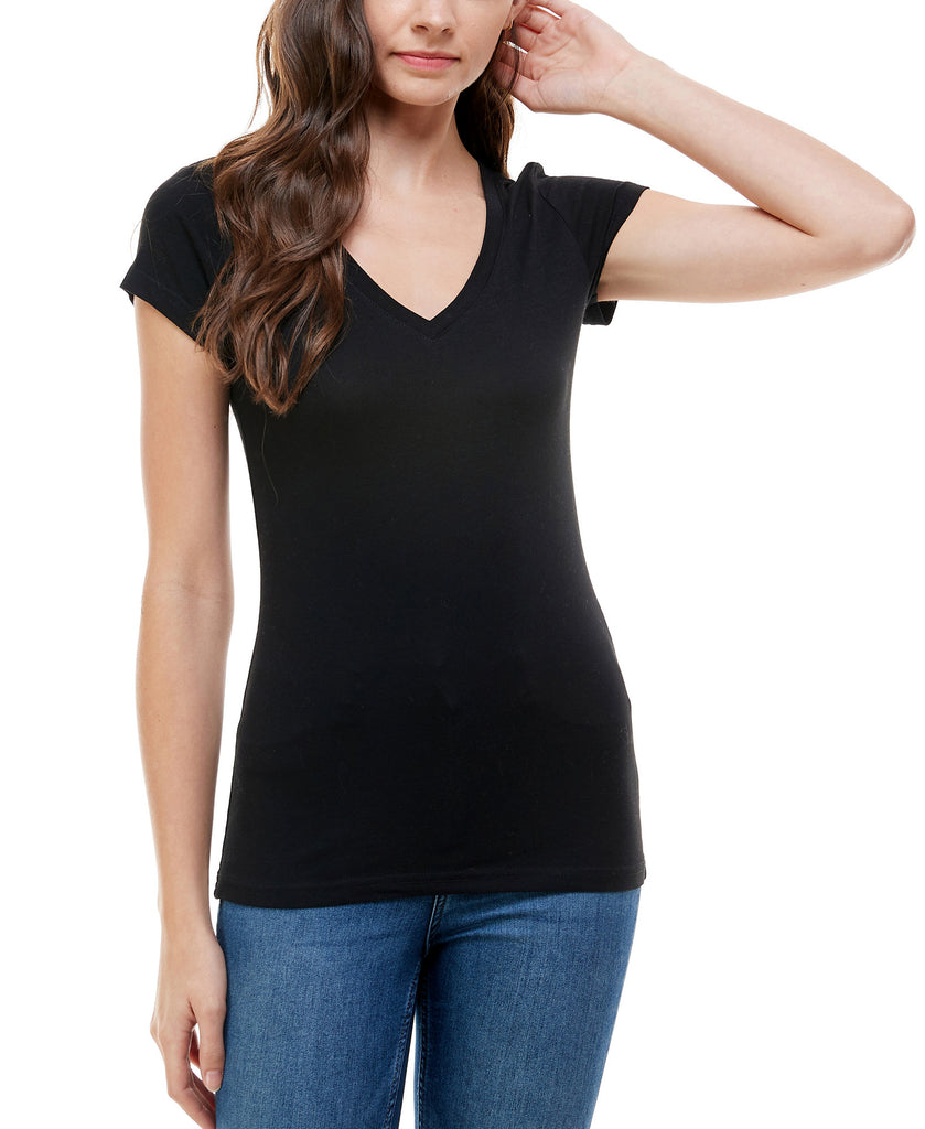 Aveto Women V Neck T Shirt Black Beauty