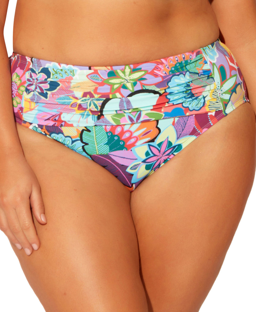 Bleu by Rod Beattie Women Plus Floral Print Tummy Control Bikini Bottoms Multi