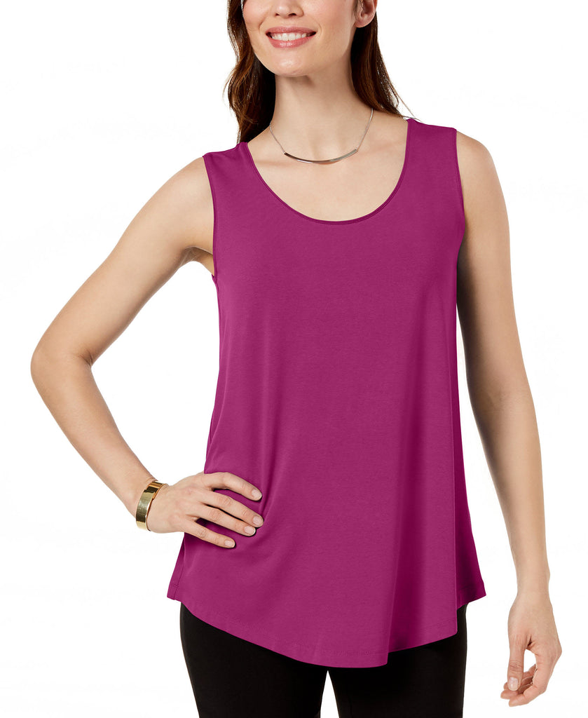 JM Collection Womens Petite Scoop Neck Tank Top Bold Berry