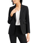 Bar III Women Printed Single Button Blazer Black White