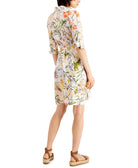 INC International Concepts Women Floral Print Belted Shirtdress
