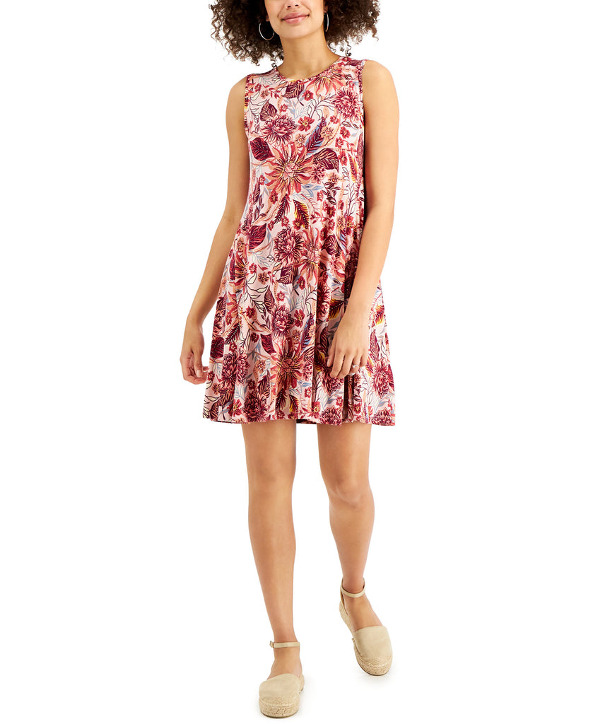 Style & Co Women Petite Printed Flip Flop Dress Whipped Rose