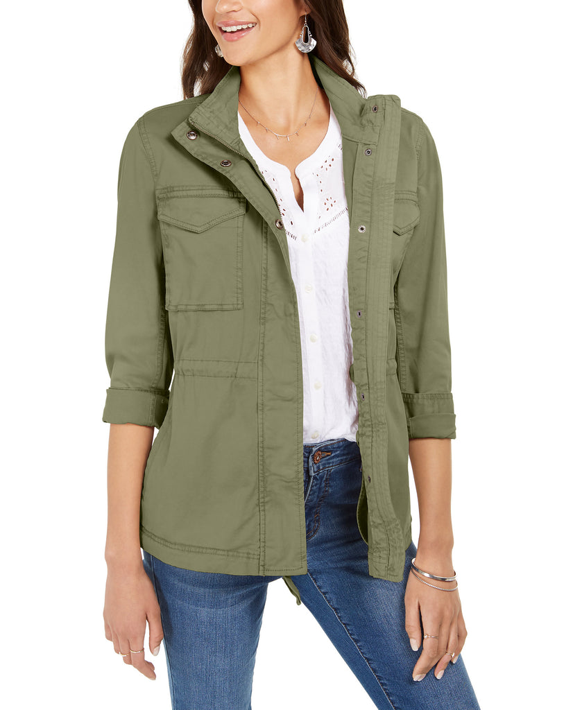 Style & Co Women Twill Jacket New Pale Sage