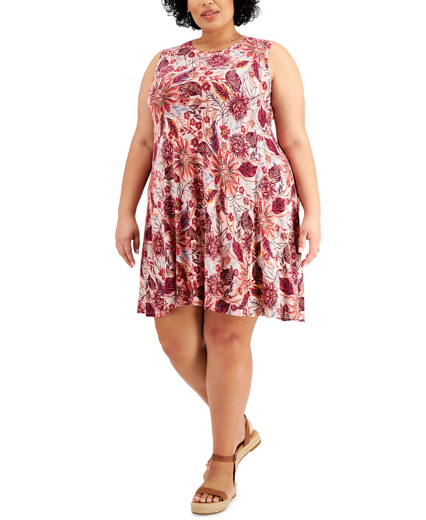 Style & Co Women Plus Floral Print Flip Flop Dress Whipped Rose