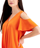 JM Collection Women Solid Cold Shoulder Top