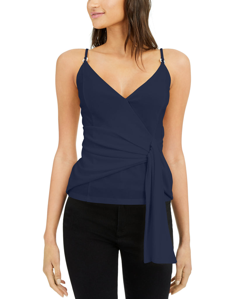 INC International Concepts Women Twisted Tie Front Tank Top Indigo Sea