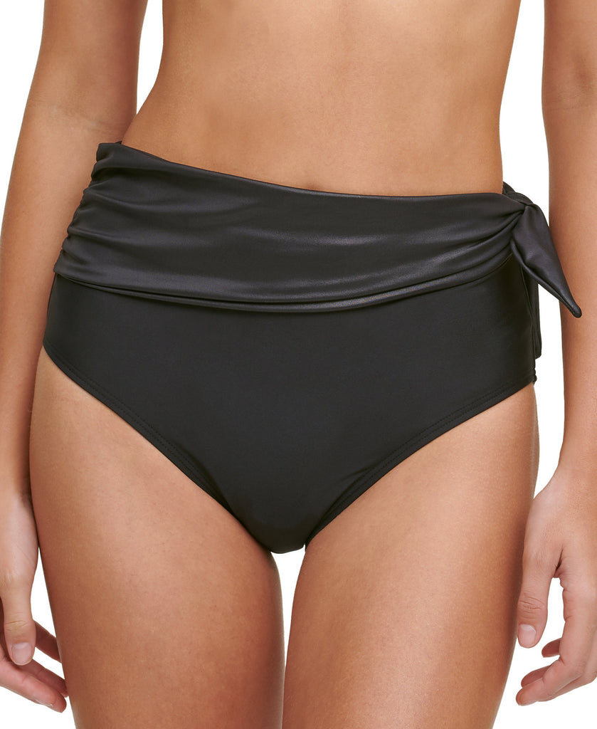 DKNY Women Sash High Waist Bikini Bottoms Black