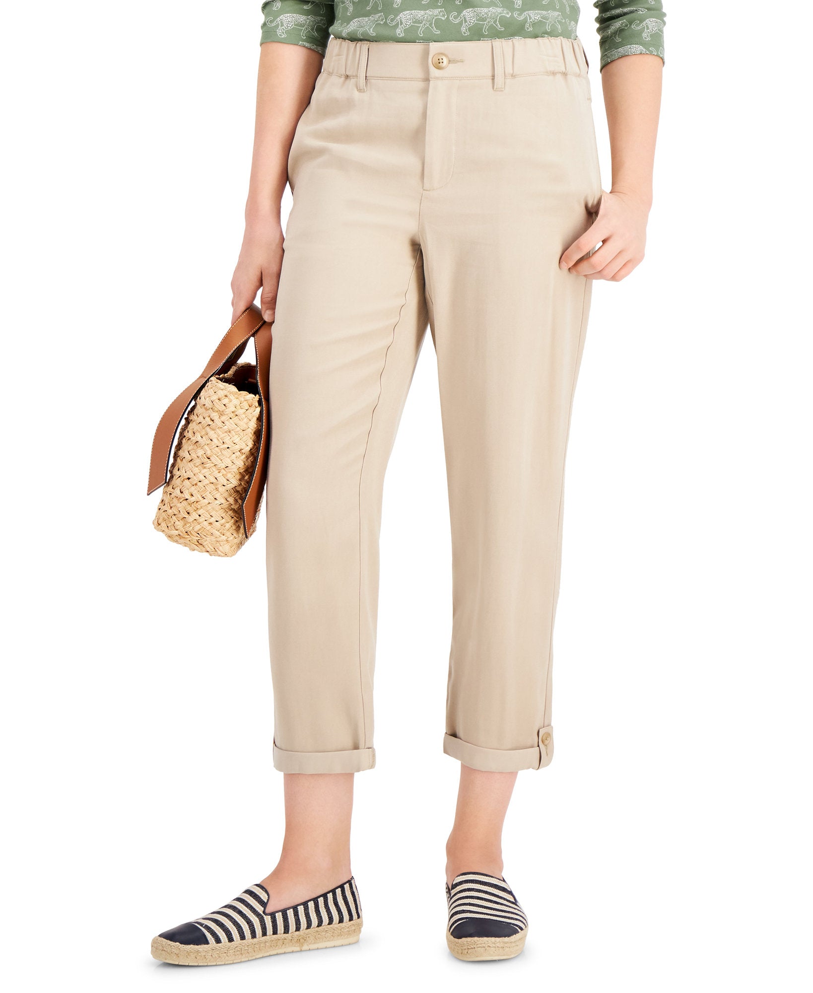 Charter Club Women Cropped Cuffed Pants Sedona Dust
