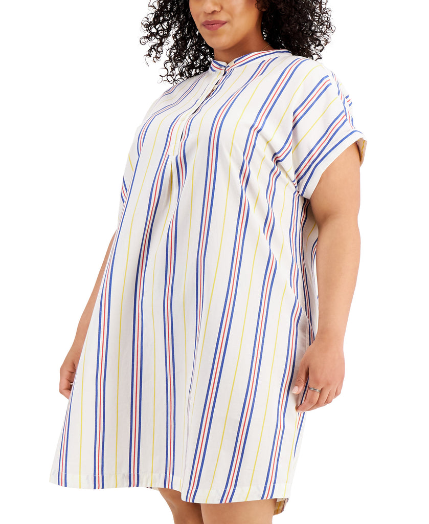 Style & Co Women Plus Cotton Striped Camp Shirtdress