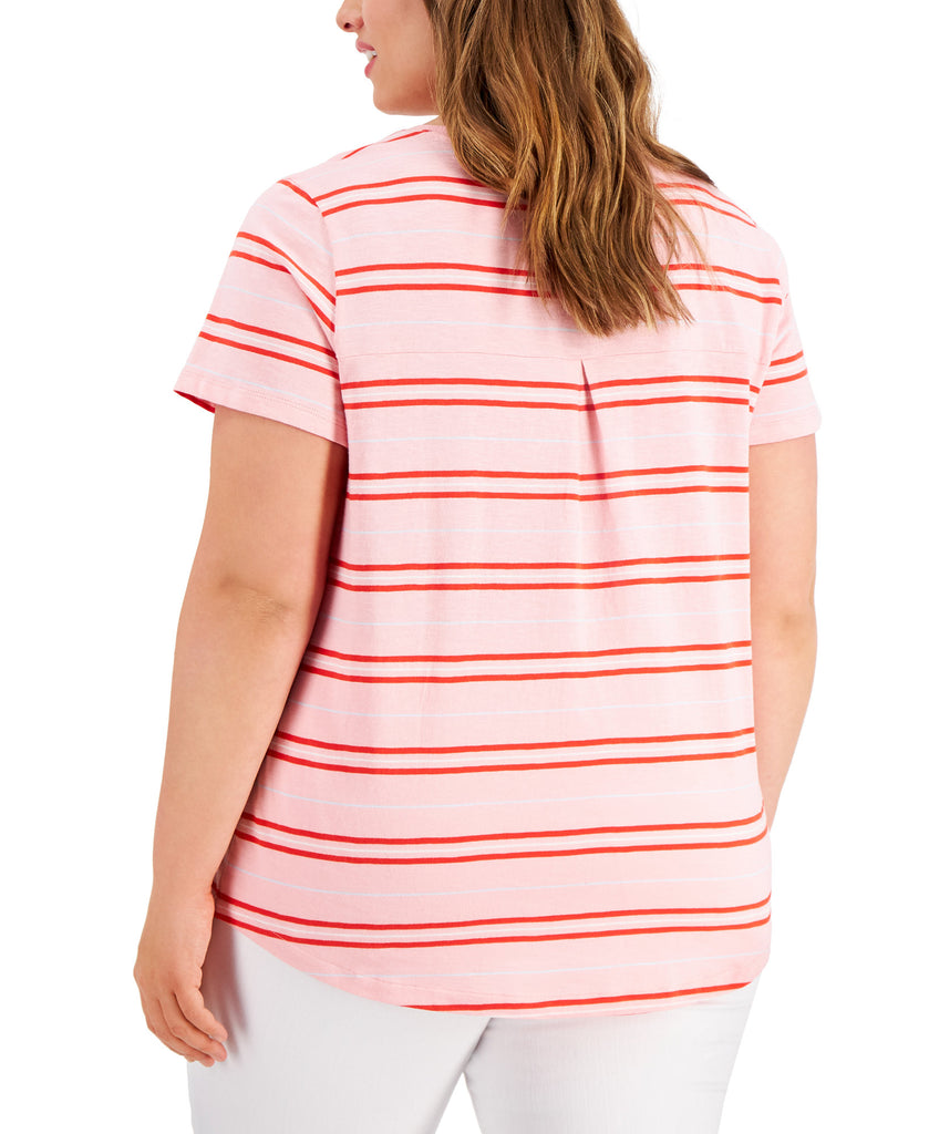 Style & Co Women Plus Cotton Striped T Shirt