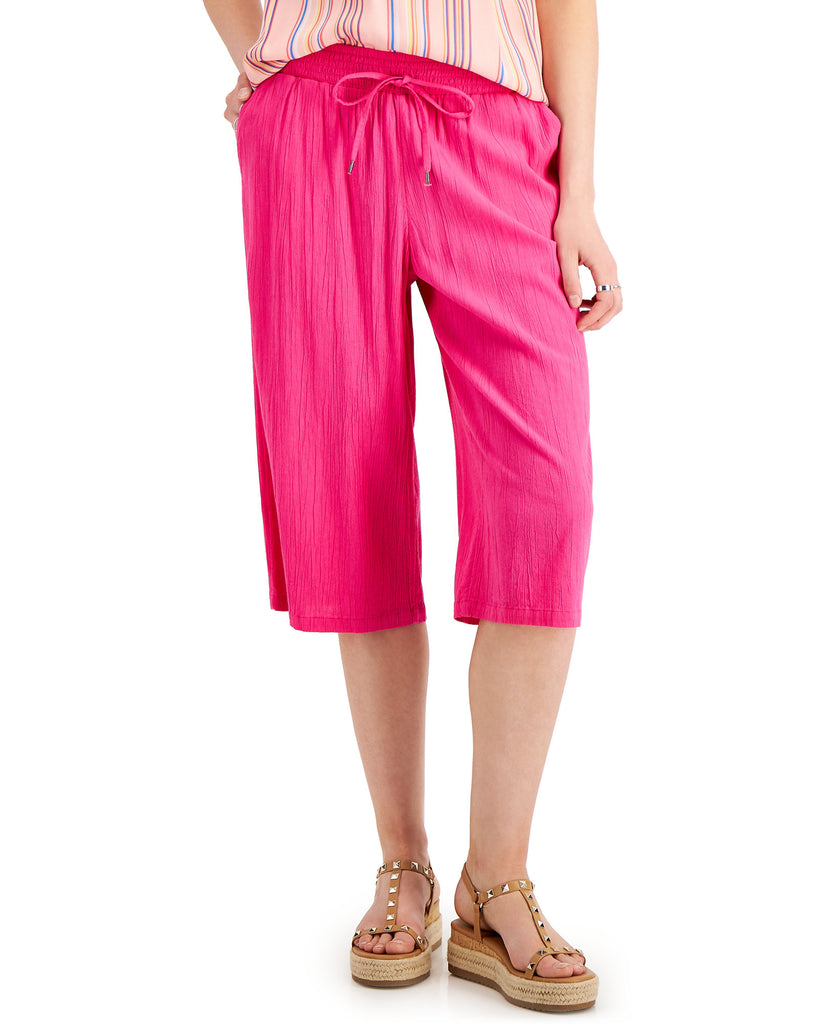 Style & Co Women Pull On Wide Leg Cropped Pants Fuchsia Purple