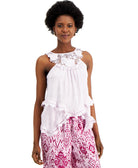 INC International Concepts Women Crochet Trim Top Lavendar Fog