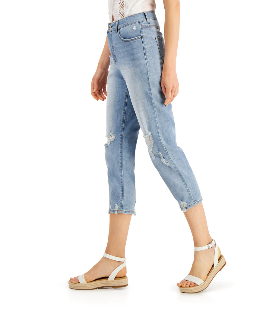 INC International Concepts Women High Rise Cropped Straight Leg Jeans