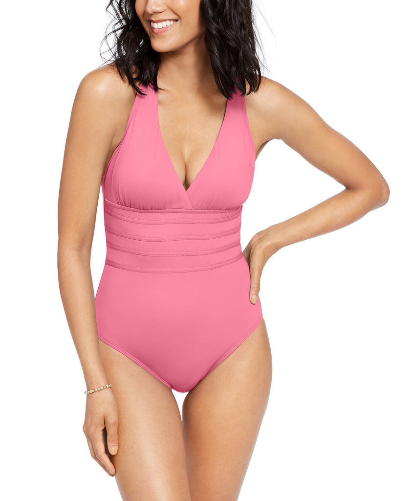 La Blanca Women Island Goddess Tummy Control Strappy One Piece Swimsuit Ginger