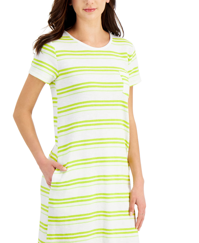 Style & Co Women Cotton Striped T Shirt Dress