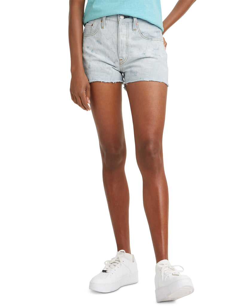 Levis Women 501 Cotton High Rise Denim Shorts Scribble Down Short