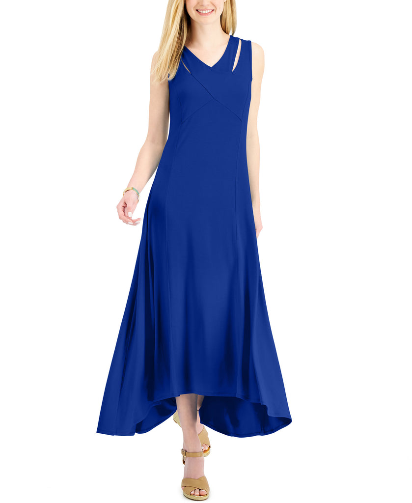 JM Collection Women Crossover Front Maxi Dress Deep Cobalt