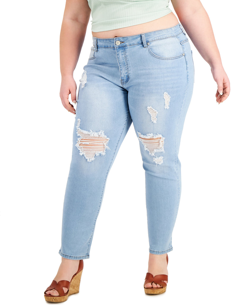 Gogo Jeans Women Plus Petite Trendy High Rise Destructed Skinny Jeans Light