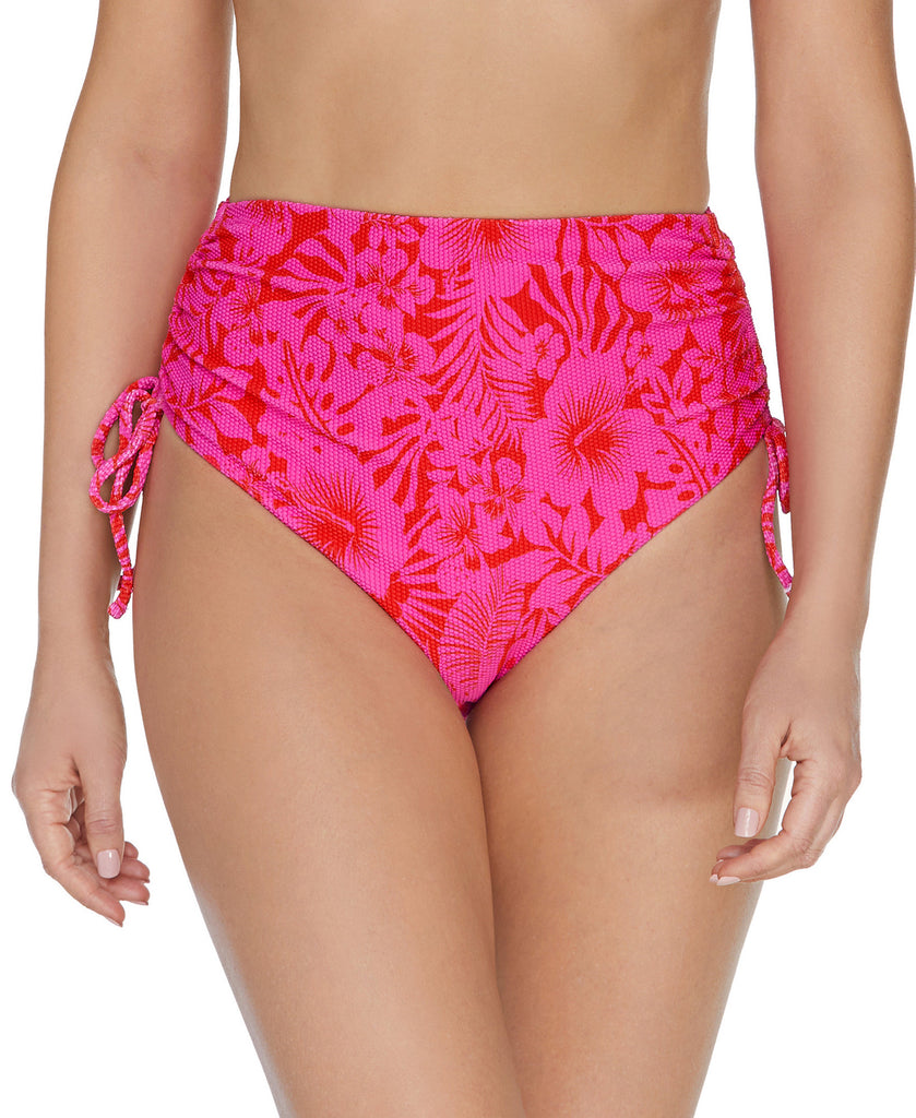 Raisins Women Making Waves Side Tie High Waist Bikini Bottoms Pink