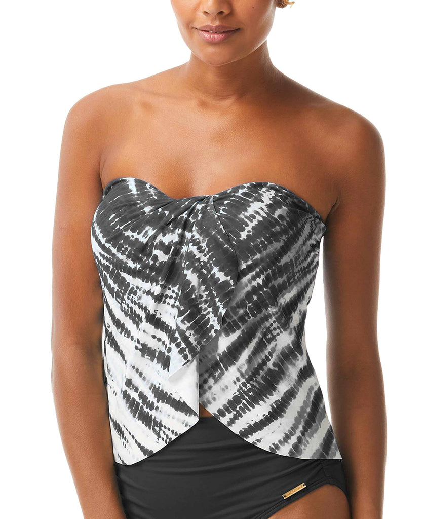 Vince Camuto Women Tie Dye Draped Tankini Top Black