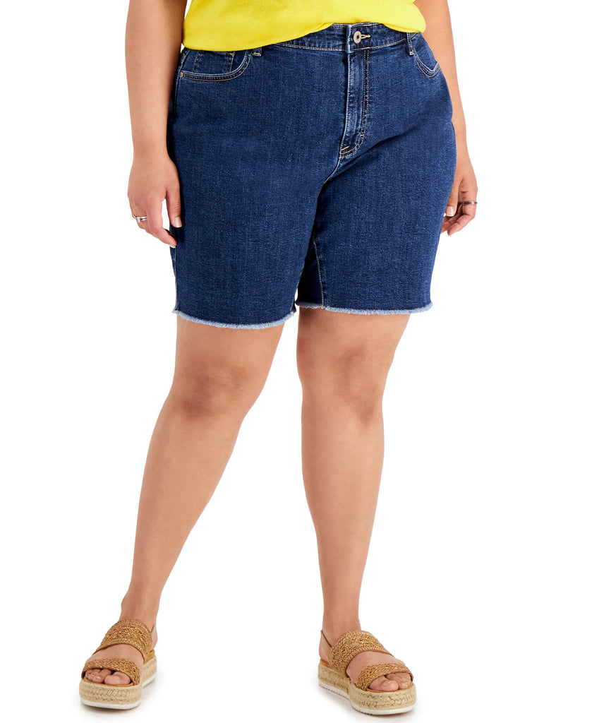 Style & Co Women Plus Denim Bermuda Shorts Curfew